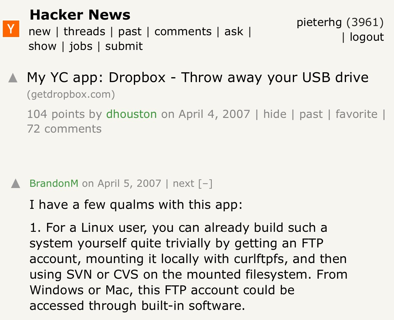 hackernews dropbox